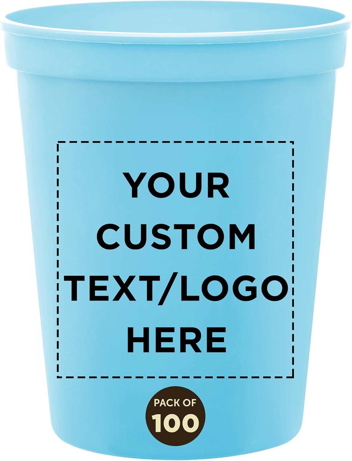 DISCOUNT PROMOS Custom Plastic Stadium Cups 16 oz. Set of 10/50/100, Personalized Bulk Pack - Perfect for Birthdays, Weddings, Picnic, Beach