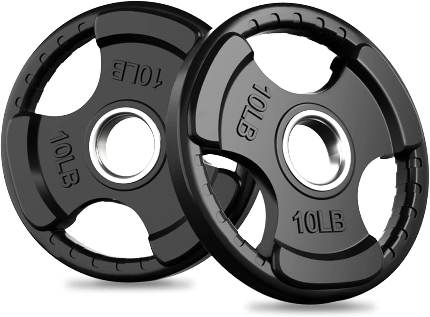 RitFit Olympic Rubber Grip Weight Plates, 2-Inch Barbell Set