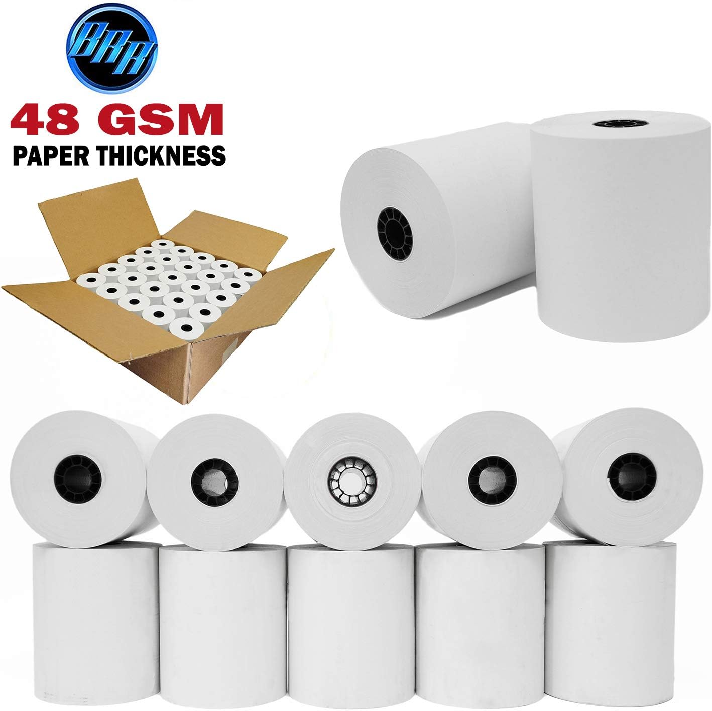 (50 Rolls) 3 1/8 x 230 Thermal Paper Receipt Rolls (55 GSM Premium Quality German Paper) Fits All POS Cash Registers BPA Free - BuyRegisterRolls