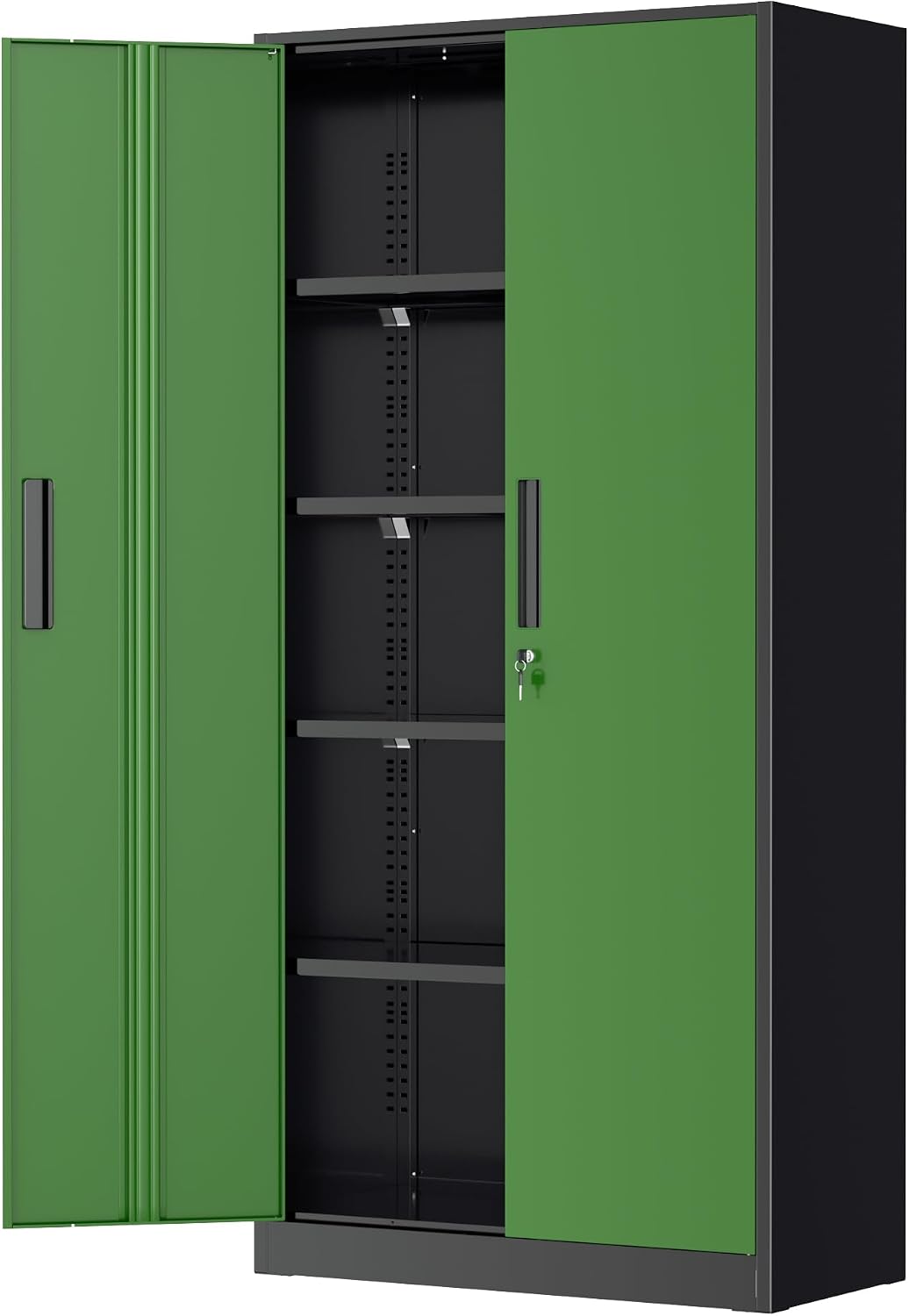 Greenvelly Steel SnapIt Storage Cabinet, 72" Locking Metal Garage Storage Cabinet with 4 Adjustable Shelves, 2 Doors and Lock for File, Office, Garage