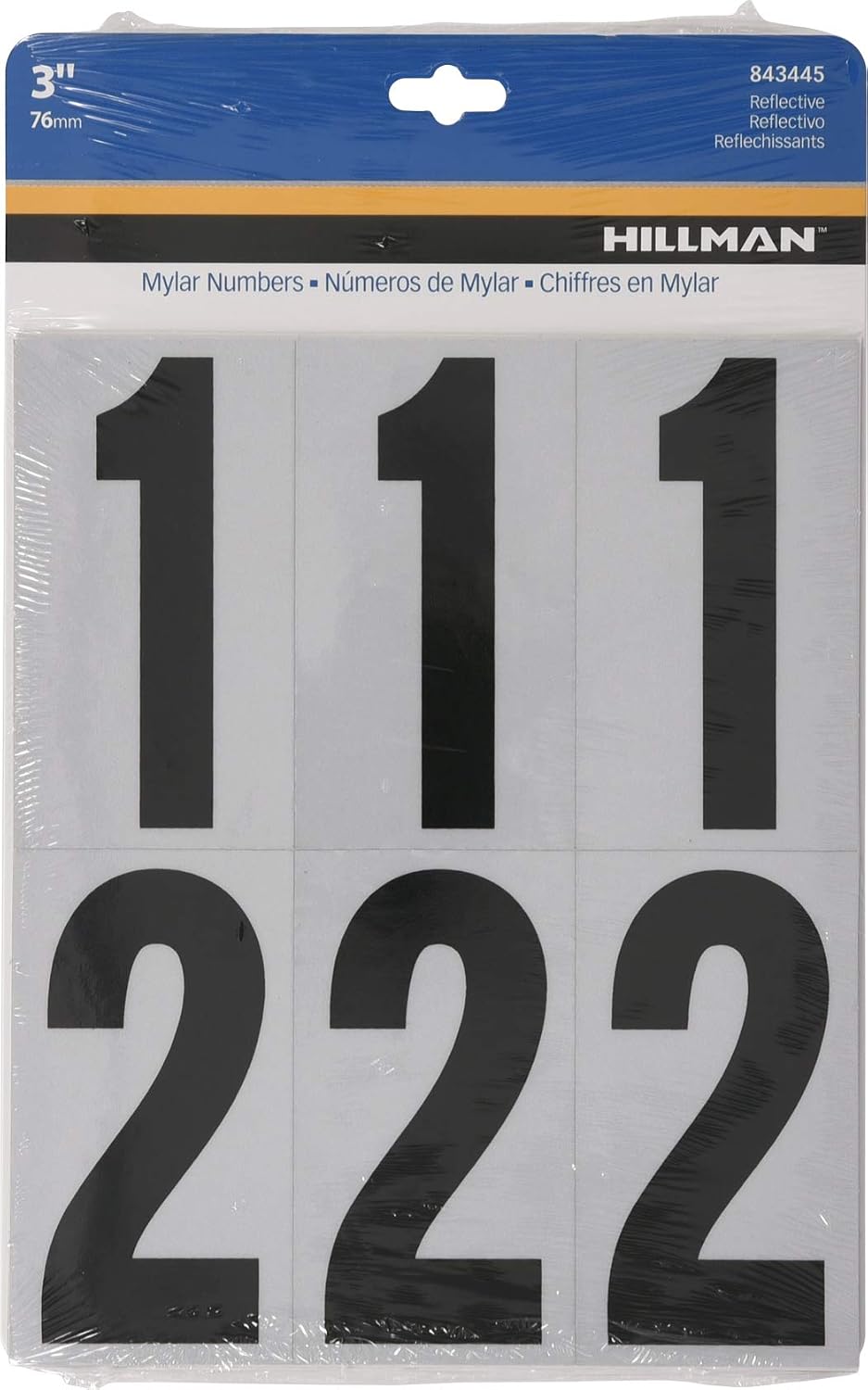 Hillman Reflective Adhesive Mailbox Number Pack, 3", Black and White 843445 | Square-cut vinyl, Self-adhesive reflective numbers for mailboxes, doors