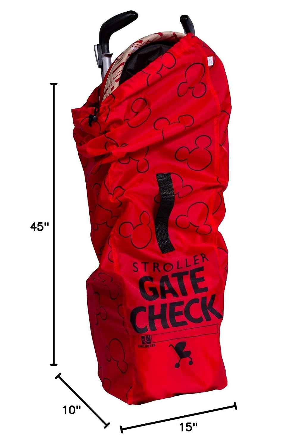 J.L. Childress Gate Check Bag for Umbrella Strollers - Travel Bag for Airplane, Fits Most Single Umbrella Baby Strollers, Airport Accessories for Gate Check, Flying Essentials - Red