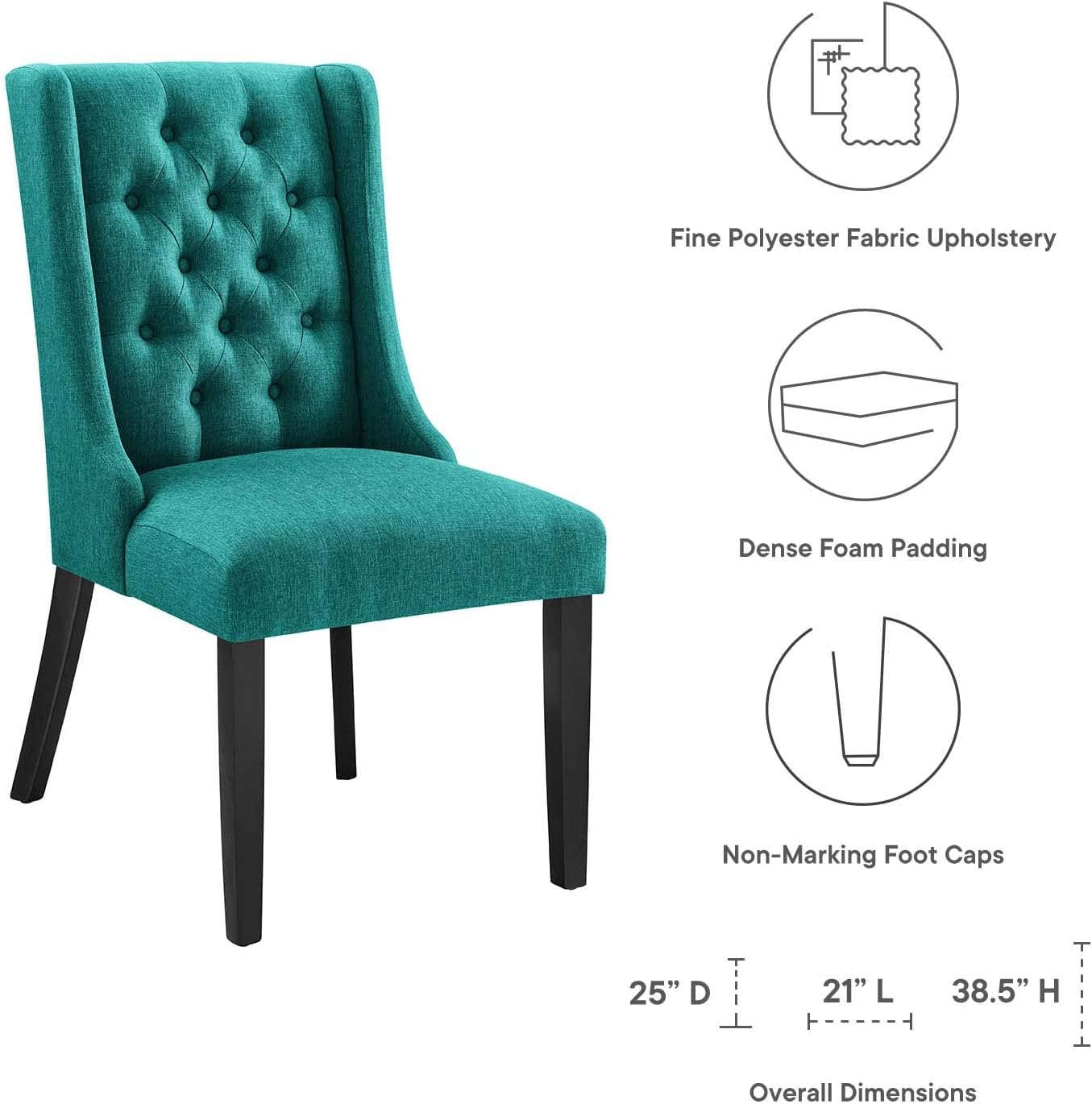 Modway Baronet Modern Tufted Upholstered Fabric Parsons Kitchen and Dining Room Chair in Beige