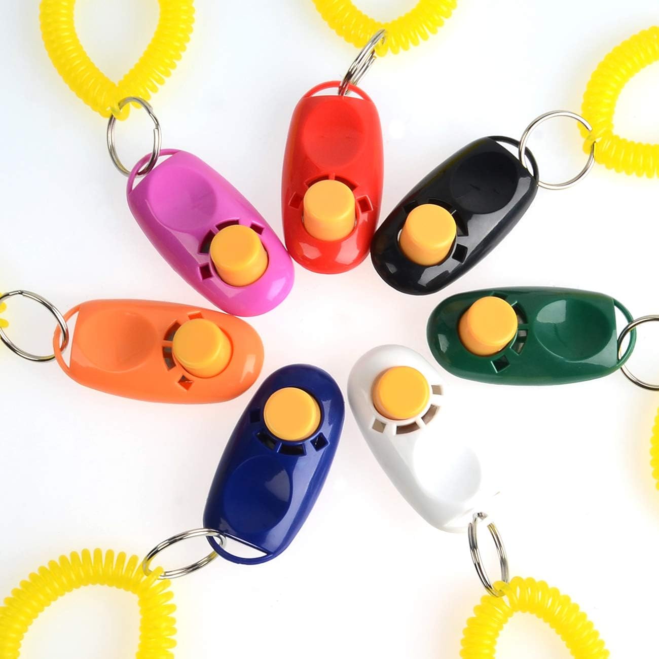 Coolrunner 7pcs 7 Color Universal Animal Pet Dog Training Clicker | with Wrist Bands Strap