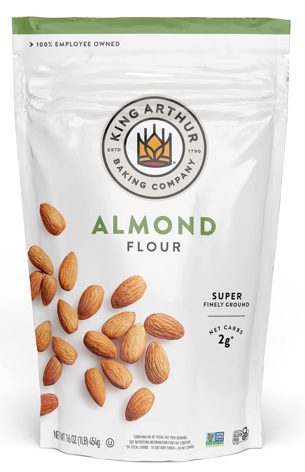 King Arthur, Almond Flour, Certified Gluten-Free, Non-GMO Project Verified, Certified Kosher, Finely Ground, 16 Ounces, 4 Count