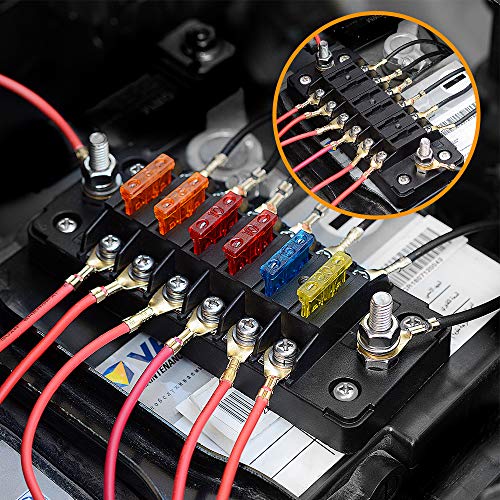 ELECTOP 6 Way 12V/24V Fuse Block Blade with Negative Bus