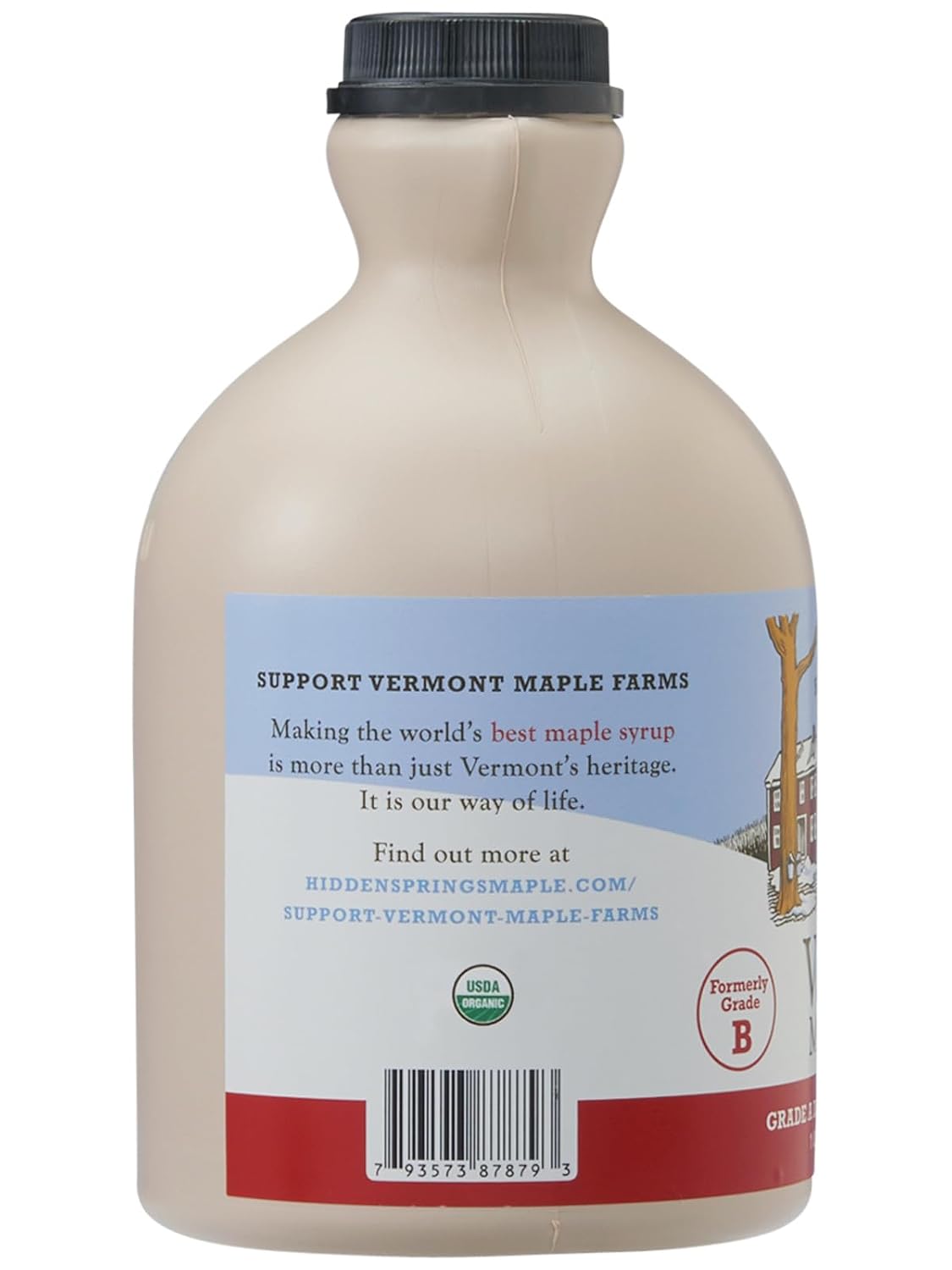 Hidden Springs Maple Organic Vermont Maple Syrup, Grade A Dark Robust (Formerly Grade B), 32 Ounce, 1 Quart, Family Farms, BPA-free Jug