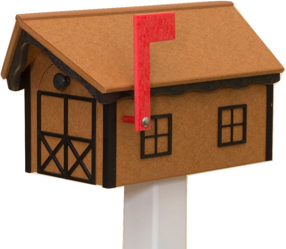 Recycled Poly Plastic Barn Mailbox USA Handmade (Weatherwood)
