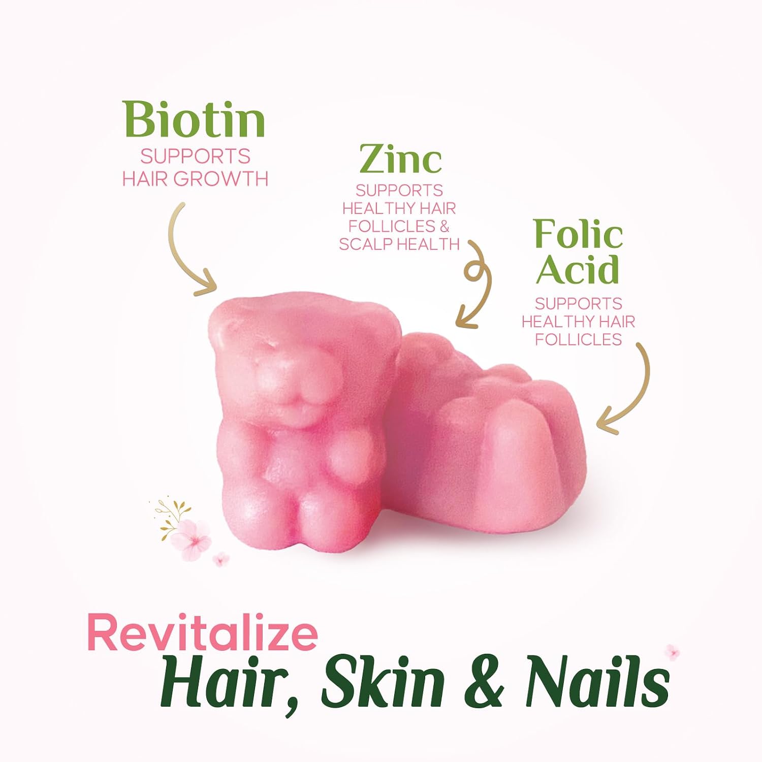 Hair Vitamins Gummies with Biotin 5000 mcg Per Serving - Extra Strength Hair Growth Support Vitamin E & C - Stronger Radiant Hair