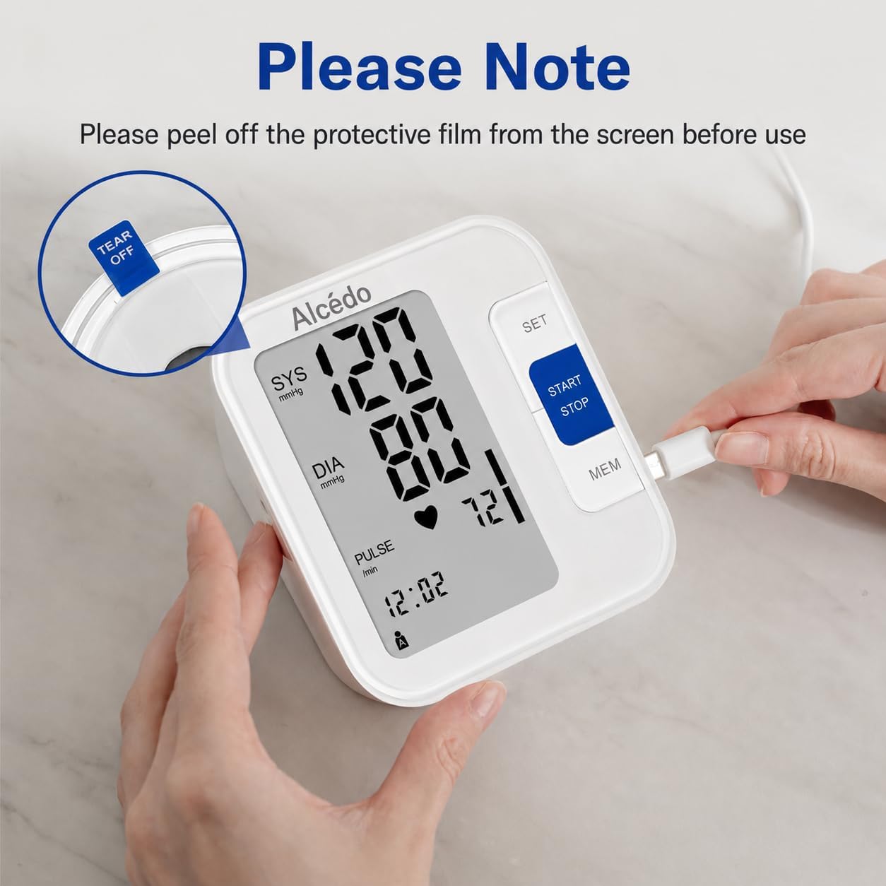 Alcedo Blood Pressure Monitor for Home Use, Upper Arm Cuff BP Machine | Large LCD Screen, Talking Function, 2x120 Memory, Large Cuff (8.7–16.5"), Batteries+USB Cable