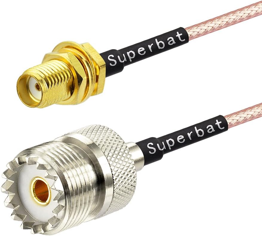 Superbat Coax UHF Female SO-239 to SMA Female Adapter Extension Cable RG316 12" for Baofeng CB Radio Handheld Walkie Talkie 2pcs