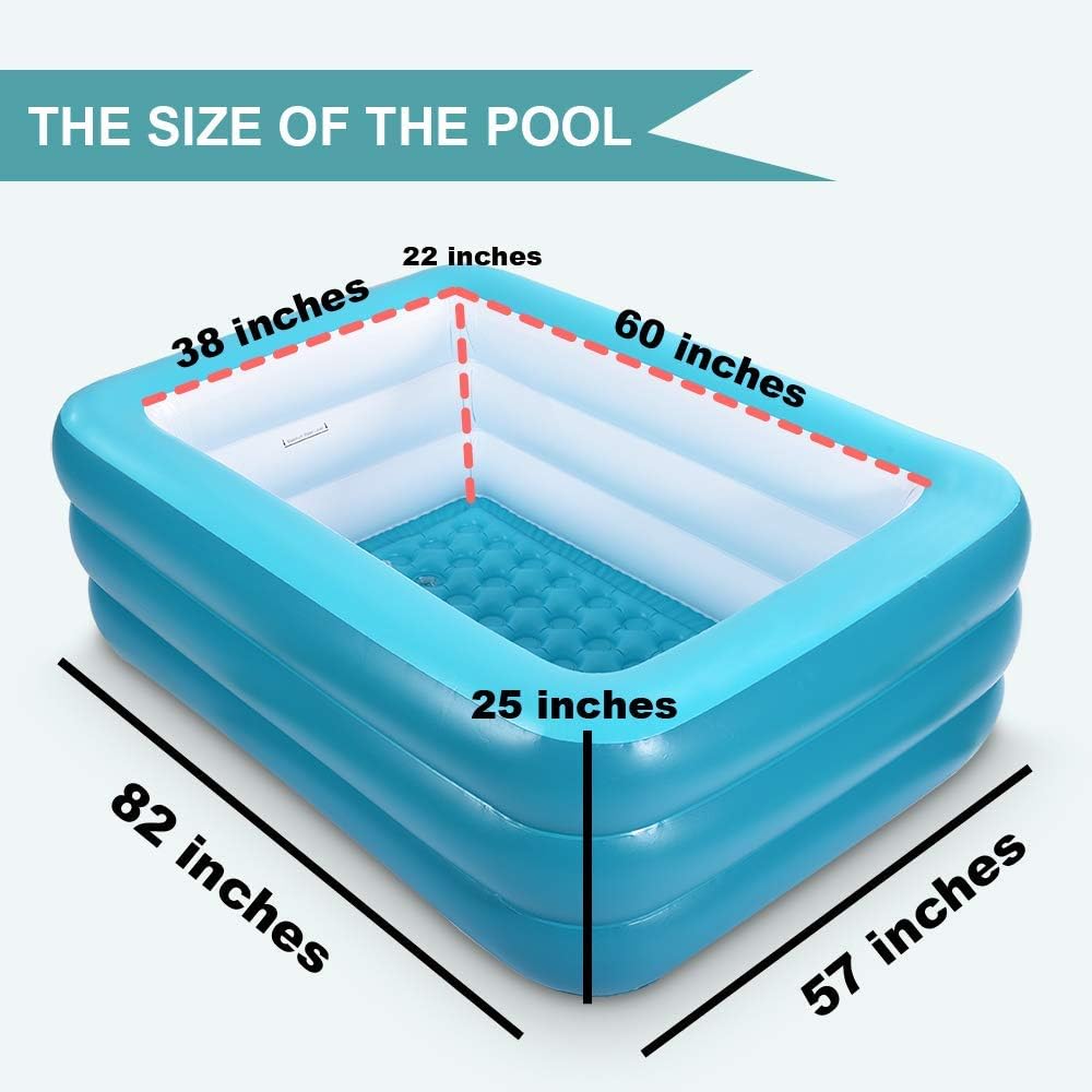 Inflatable Swimming Pool for Kids, 59" X 45" X 20" Kiddie Pools with Inflatable Soft Floor, Durable Blow Up Pools for Backyard