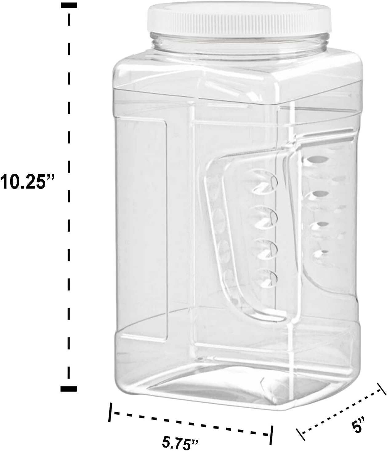 ljdeals 1 Gallon Clear Plastic Storage Containers Grip Jars, Wide Mouth Square Canisters, Pack of 2, BPA Free, Food Safe, Made in USA