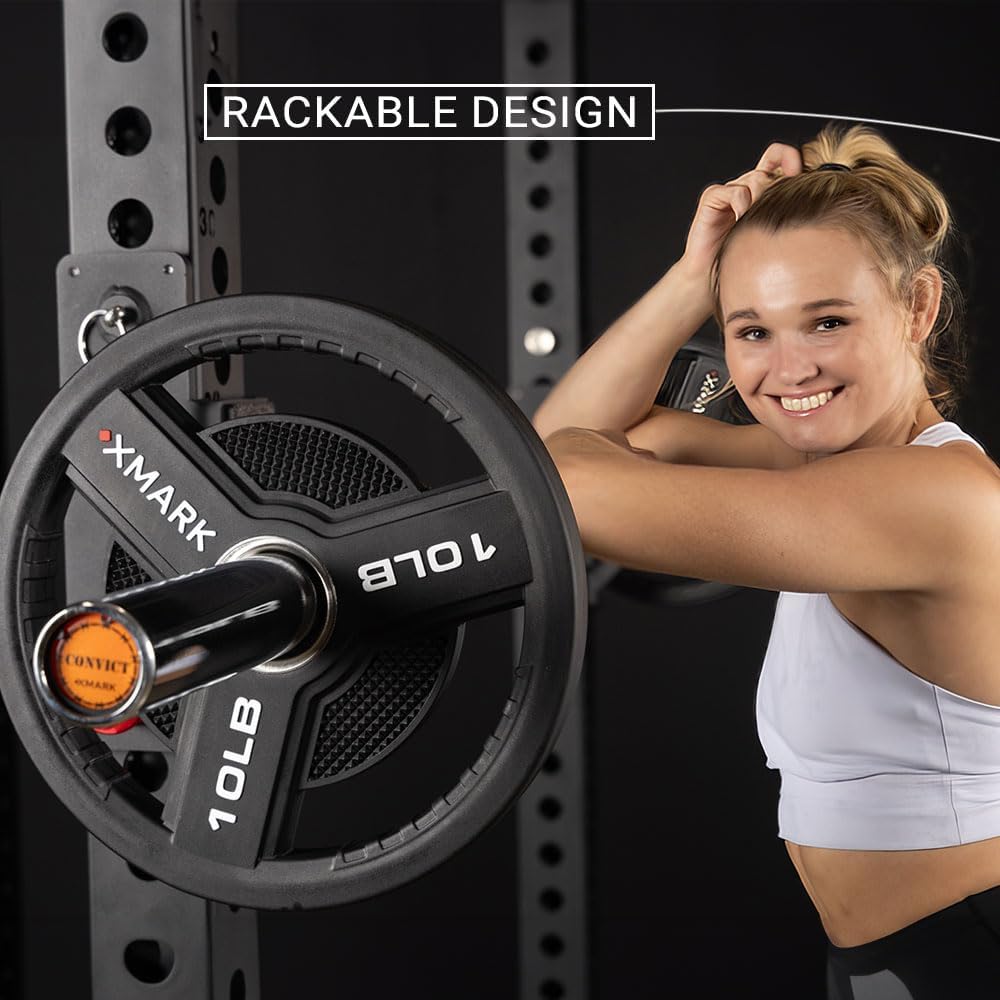 XMARK CONVICT Rackable EZ Curl Bar for Power Racks, Squat Racks, and Olympic Benches – Ideal for Bicep Curls, Skull Crushers, and Tricep Extensions