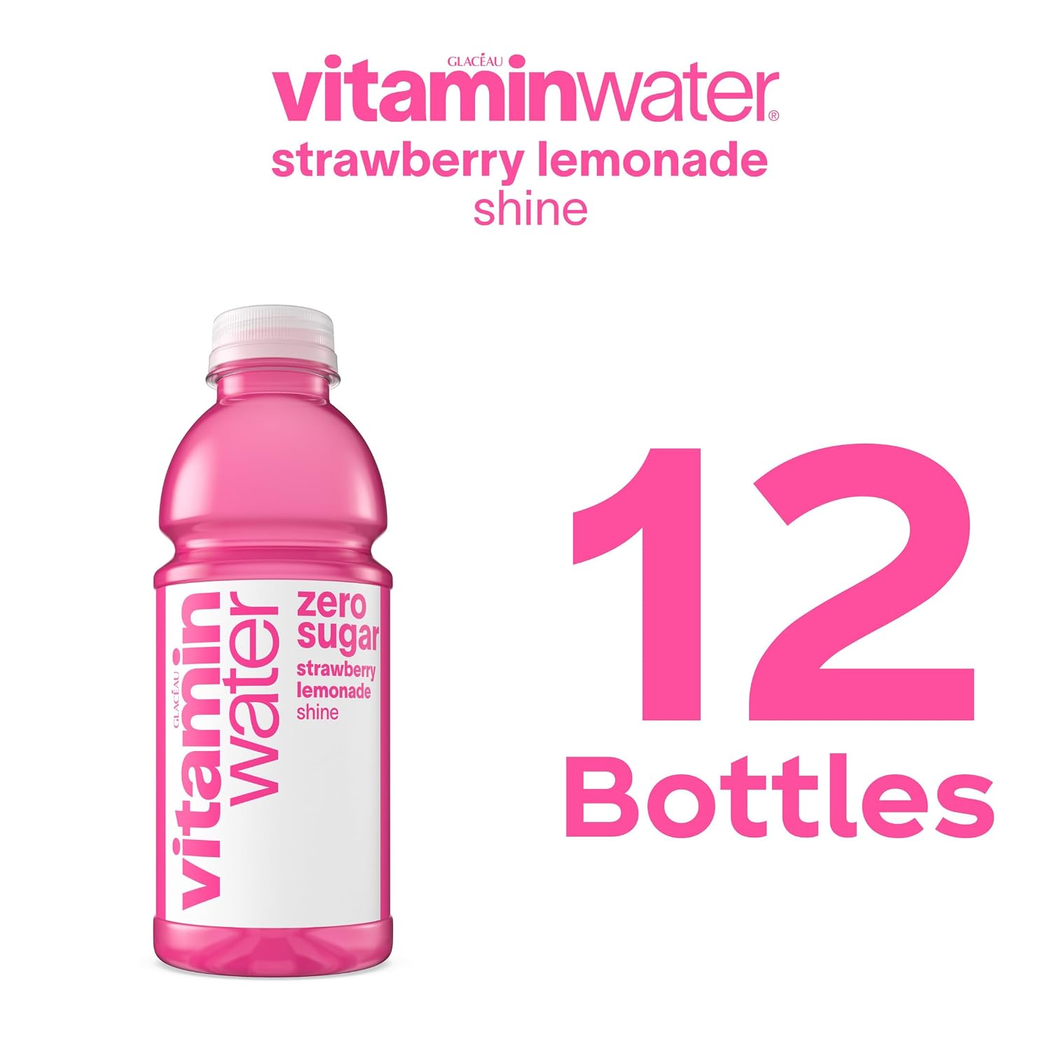 vitaminwater Squeezed Lemonade Zero Sugar, Flavored Water Beverage Bottles, 20 fl oz, 12 Pack