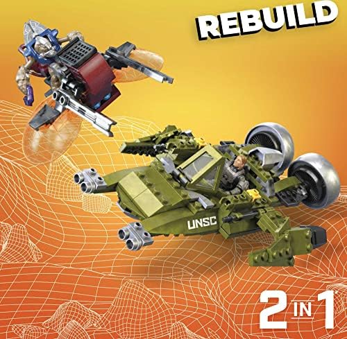 MEGA Halo Infinite Toy Building Set, UNSC Wasp Onslaught Aircraft with 406 Pieces, 4 Poseable Action Figures and Accessories, for Collectors