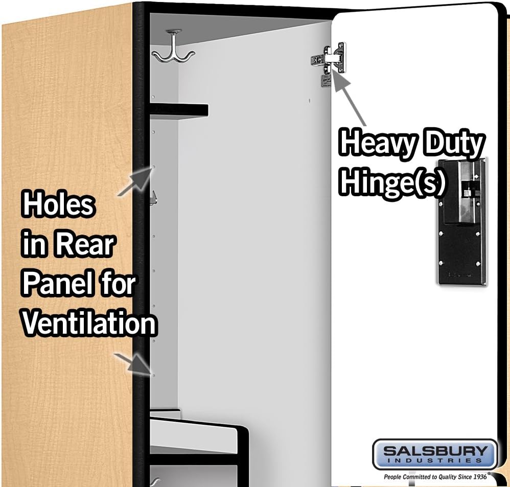 Salsbury Industries 2-Tier S-Style Extra Wide Designer Wood Locker with Three Wide Storage Units, 6-Feet High by 24-Inch Deep, Maple