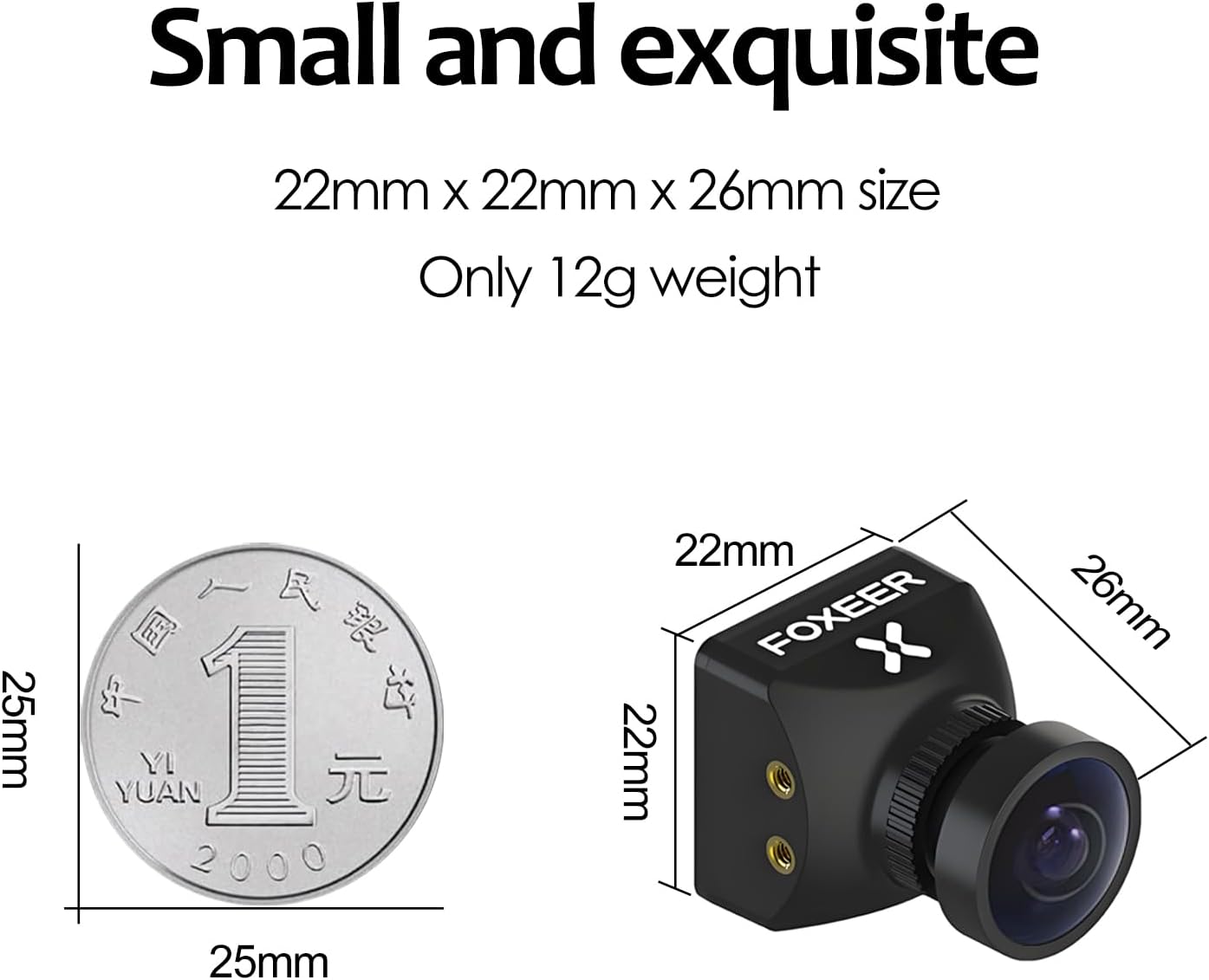 FOXEER FPV Camera Razer Mini V3 1200TVL 1/3" CMOS Sensor 2.1mm Lens 4:3 PAL/NTSC Switchable OSD Board Support Ultra Light Nano FPV Camera for RC FPV