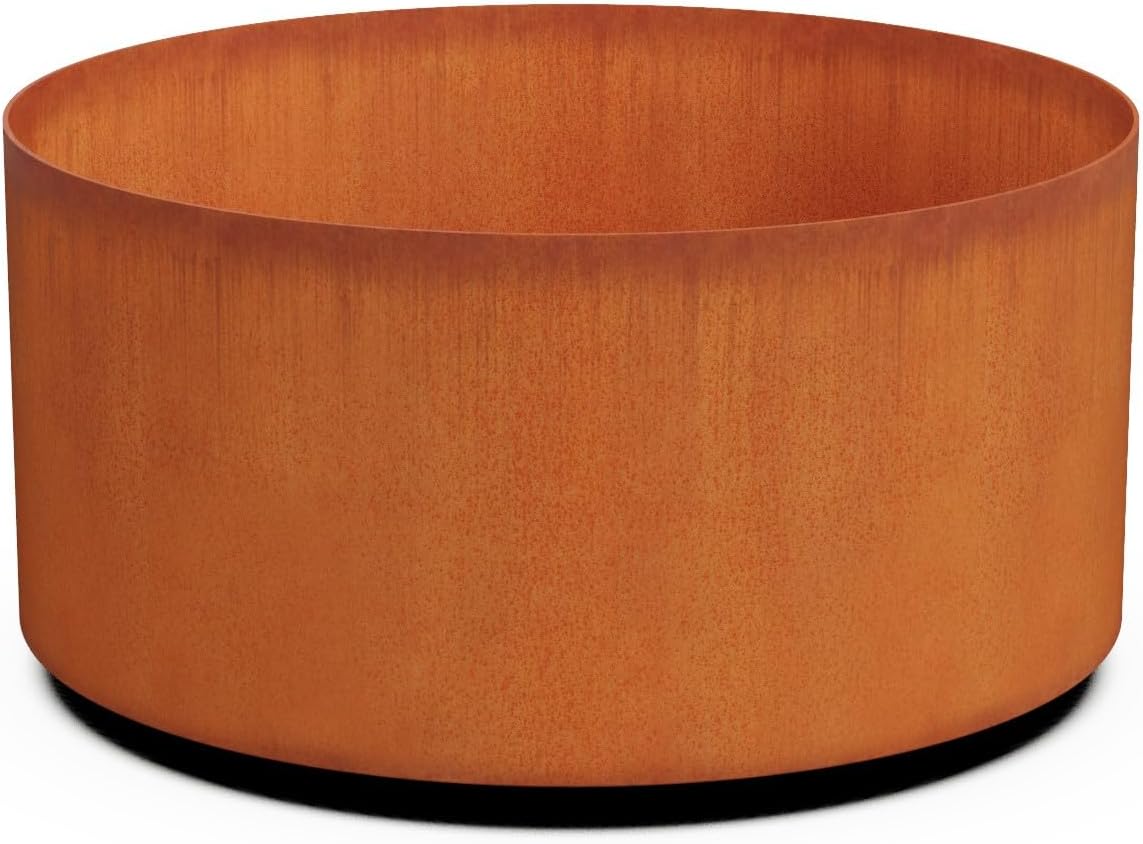 Plantercraft Large Round Planters for Outdoor Plants - 24 Inch Corten Steel Planter for Patio