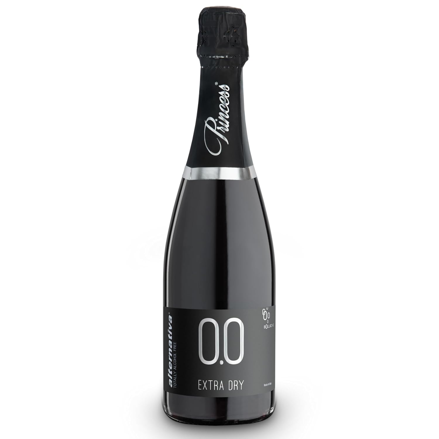 Princess Bollicine Bianco Extra Dry Dealcoholized 0.0% Non-Alcoholic Champagne Sparkling Wine From Italy 750ml, Halal Certified and Vegan