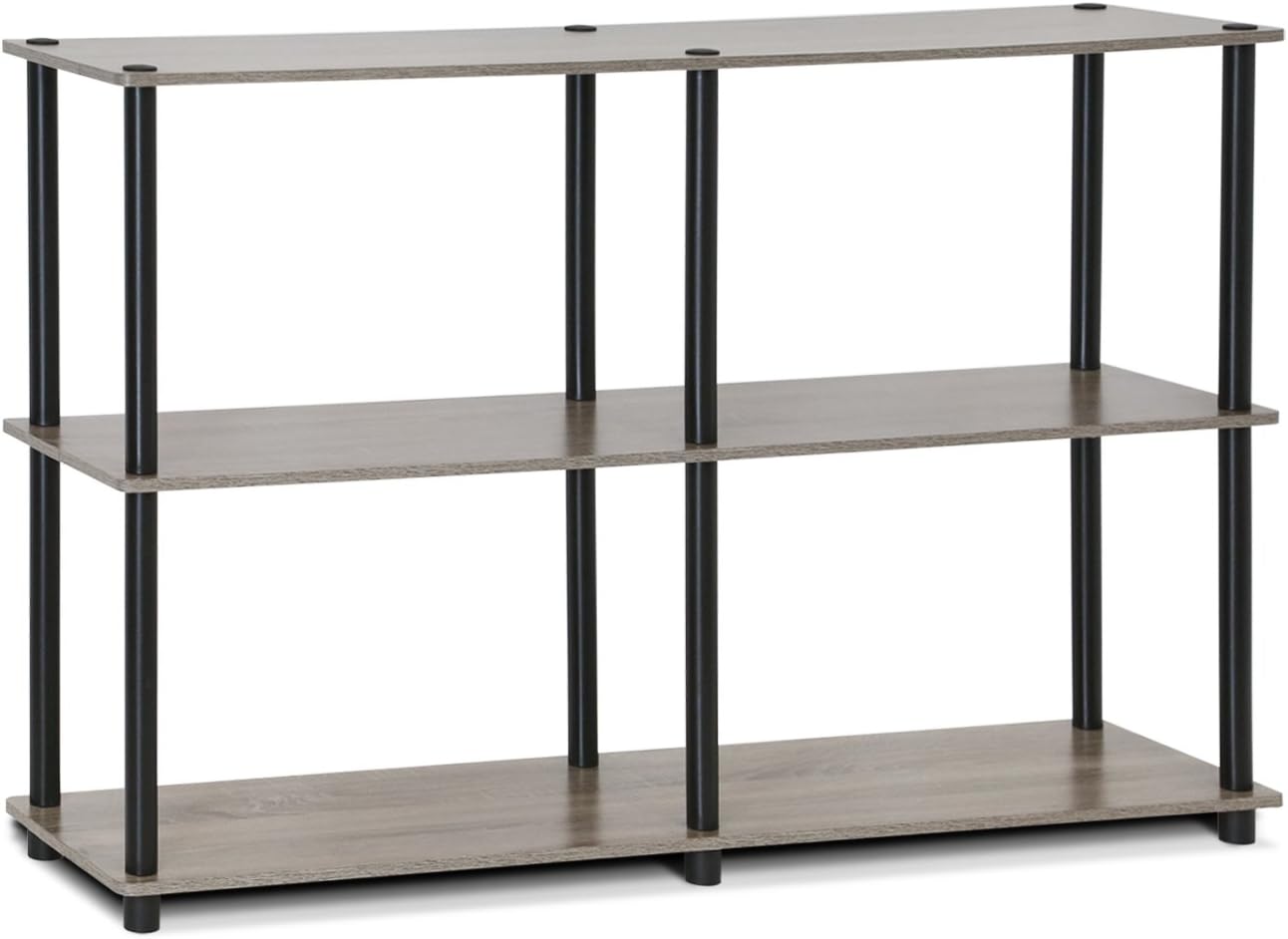 Furinno TURN-N-TUBE Storage Shelves, 3-Tier 47.4 Wide Book Shelf, Corner Shelf, Toolless Open Shelves, for Organization and Storage, Living Room, Garage, Home Office, Black