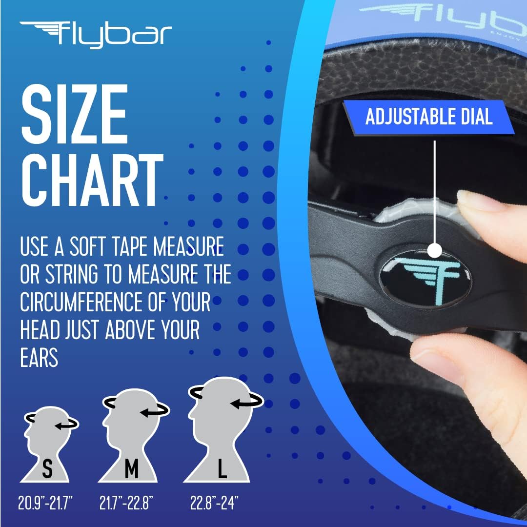 Flybar Bike Helmet- Multi Sport Dual Certified Adjustable Dial, Lightweight Skateboard Helmet, Roller Skating, Pogo, Electric Scooter, Snowboard, Boys and Girls Kids- Adults Helmets