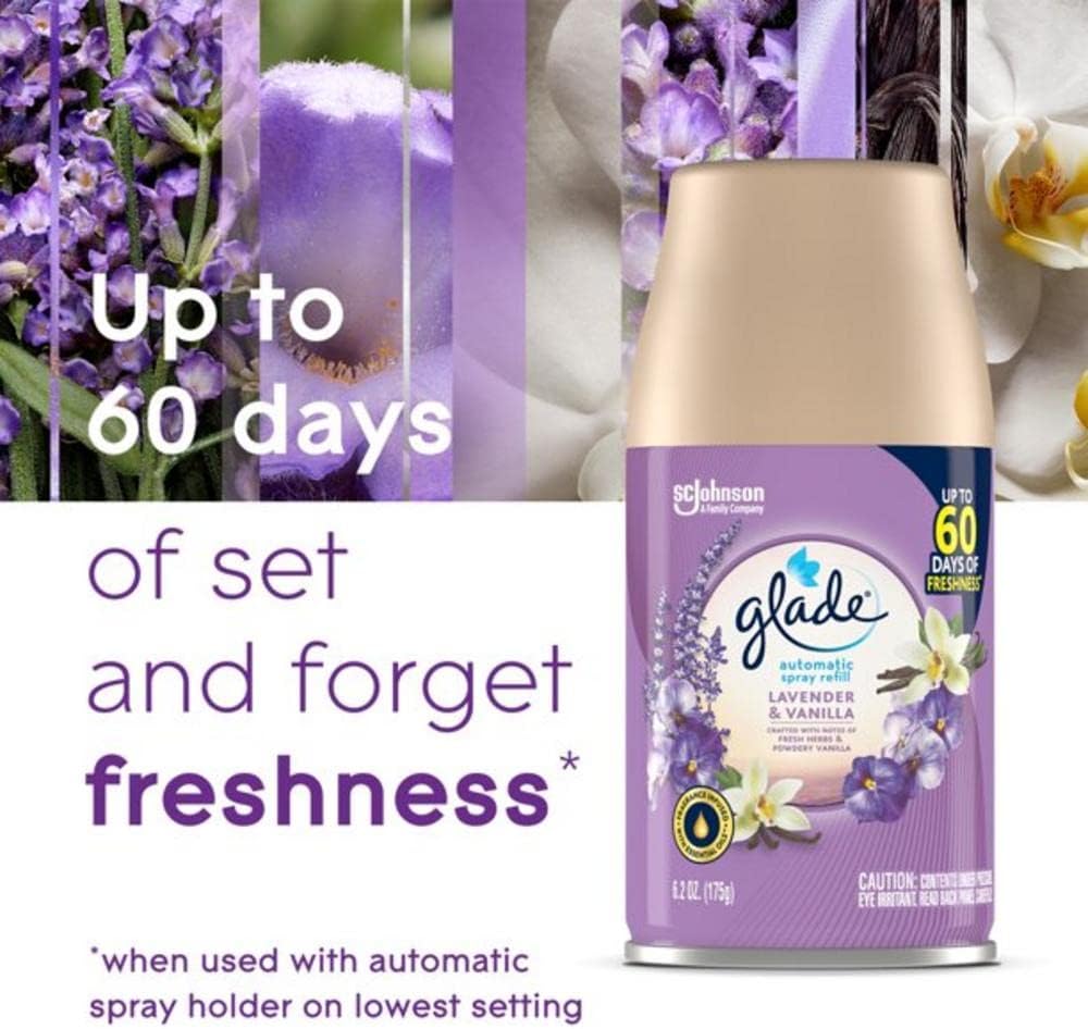 Glade Lavender & Vanilla Automatic Spray Refills Air Fresheners (6.2 Ounce (Pack of 6))