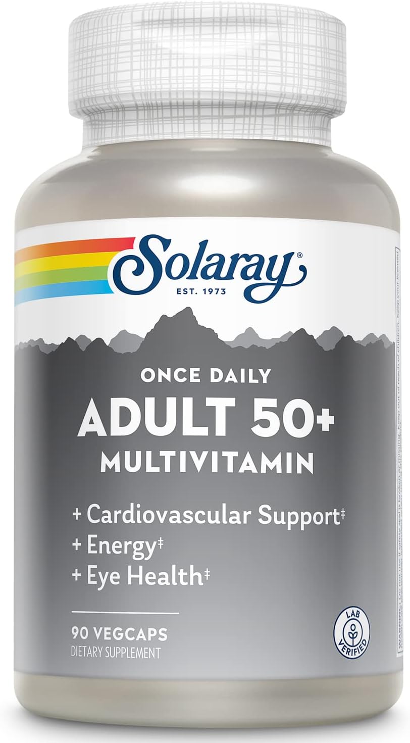 SOLARAY Once Daily Adult 50 Plus Complete Multivitamin, 90 VegCaps | Energy, Heart, Brain & Immune Support - Minerals, CoQ10