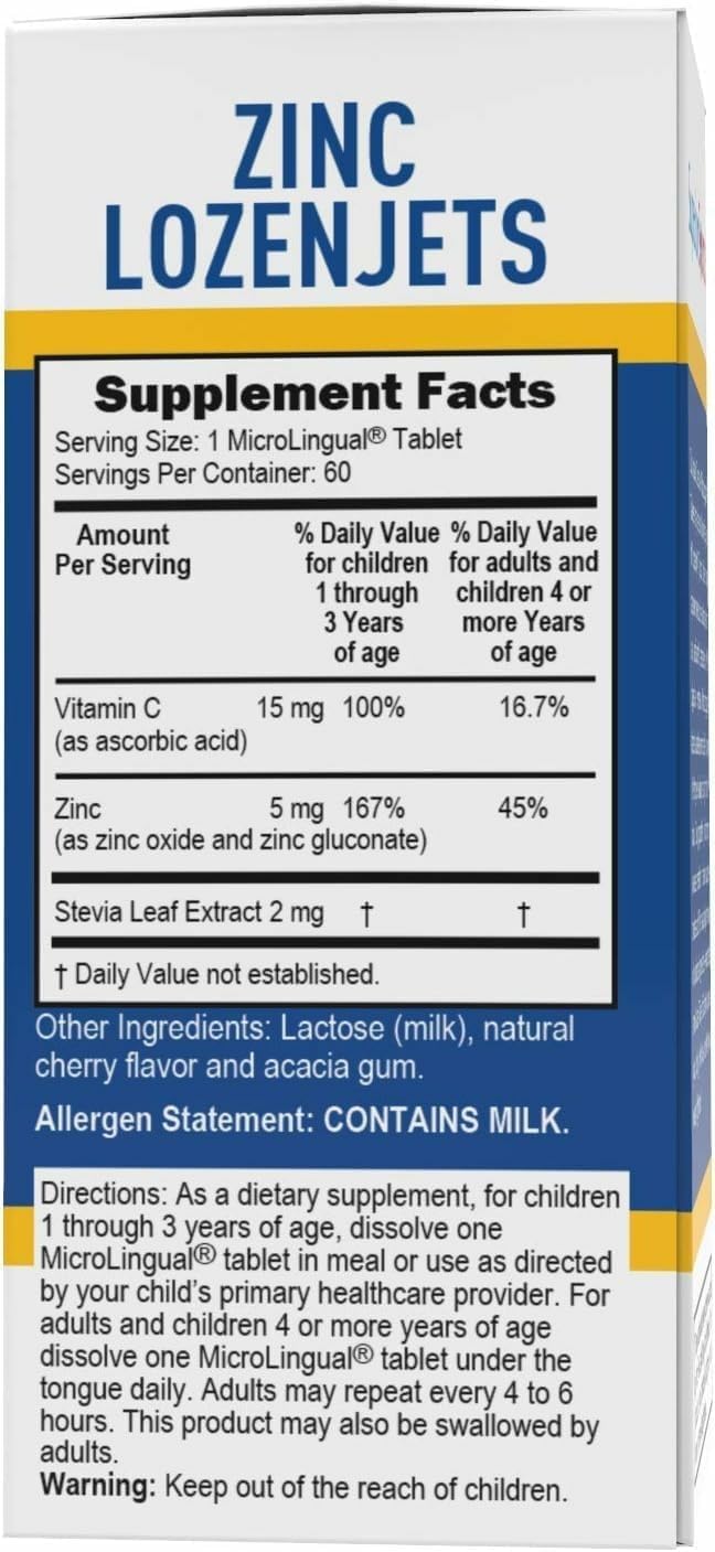 Superior Source Zinc Lozenjets - Immune System Support Supplement - Trace Mineral Supplement Aids Systems & Functions - Zinc Supplement for Women & Men - 60 Instant Dissolve Tablets