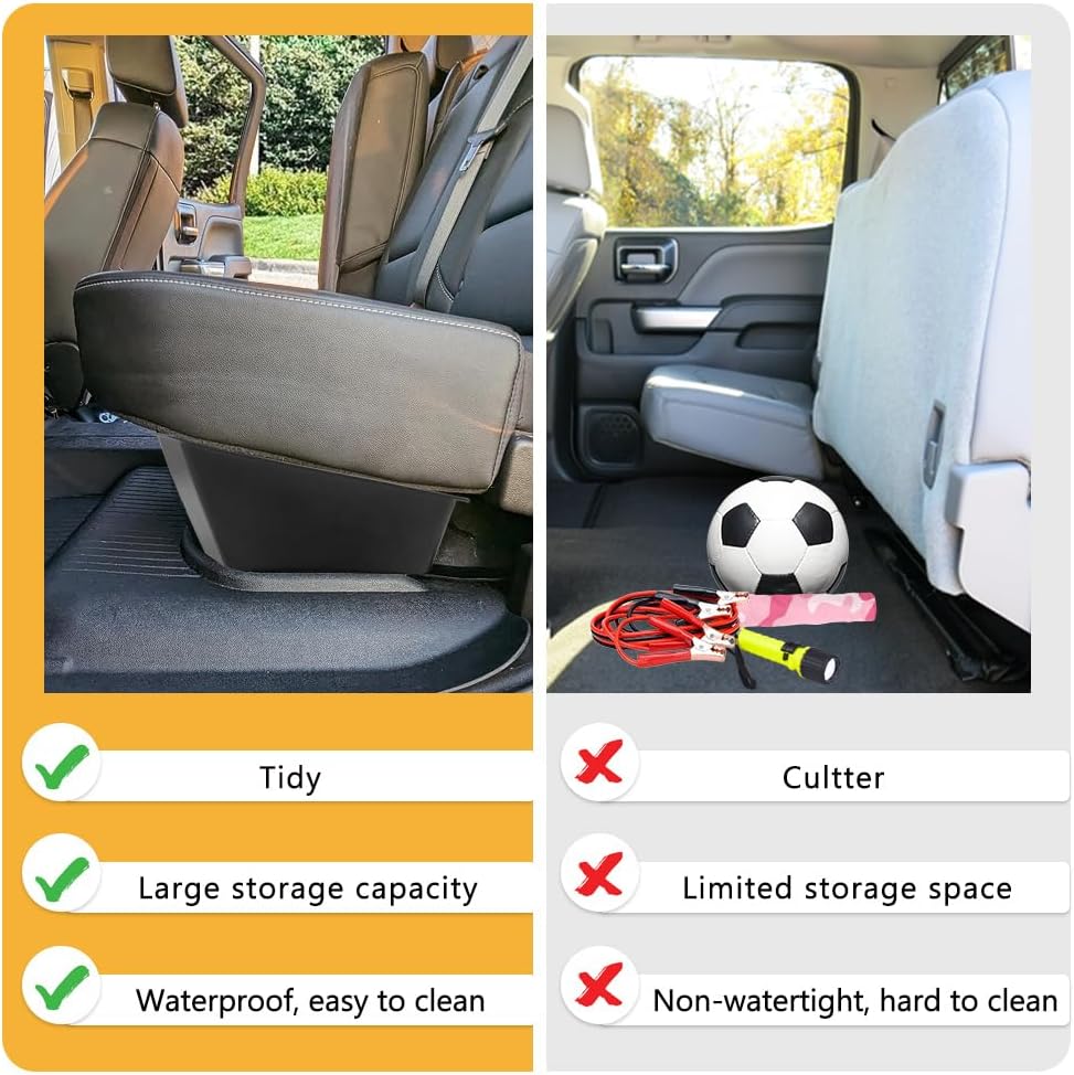 Car Underseat Storage Box Fitment for (2015–2026) F150 SuperCrew/Crew Cab & (2017–2026) F250 F350 F450 F550 Super Duty 4-Door Full-Size Pickups