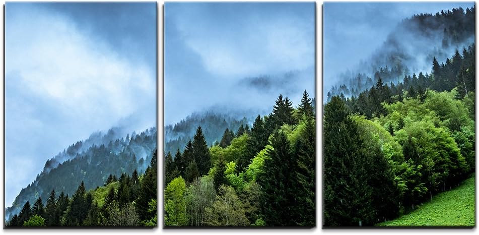 wall26 - 3 Piece Canvas Wall Art - Blue Ocean Waves - Modern Home Art Stretched and Framed Ready to Hang - 16"x24"x3 Panels