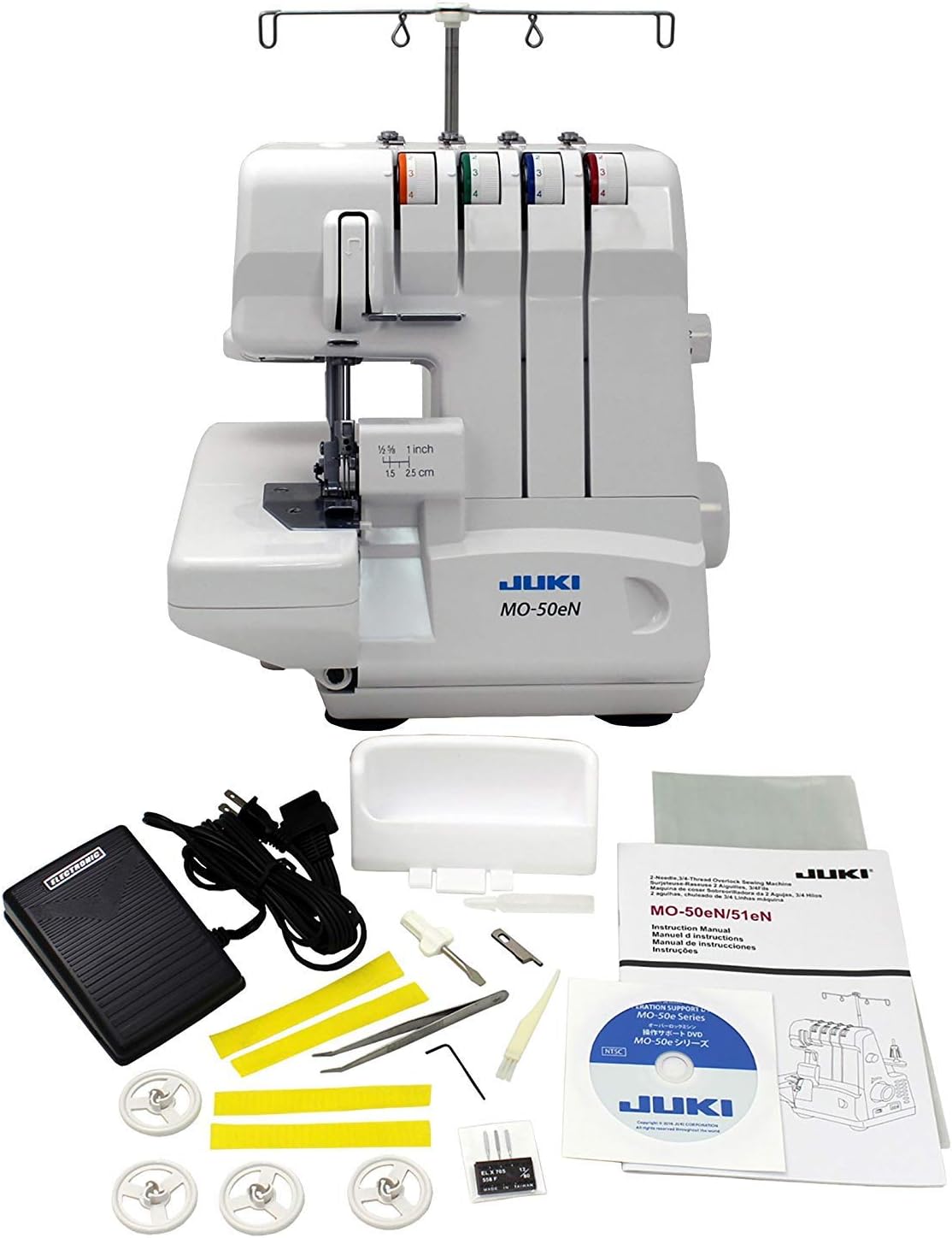 Juki, MO-50E, 3 or 4 Thread Serger, Lay In Tensions, Adjustable Differential Feed, Built In Rolled Hem, Automatic Lower Looper Threader