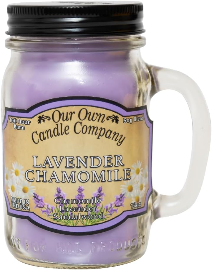Balsam Pine Scented Mason Jar Candle, Our Own Candle Company, 13 oz | Clean, fresh Balsam-pine-tree scent; soy blend wax; lead-free wick with patented straightener; long lasting