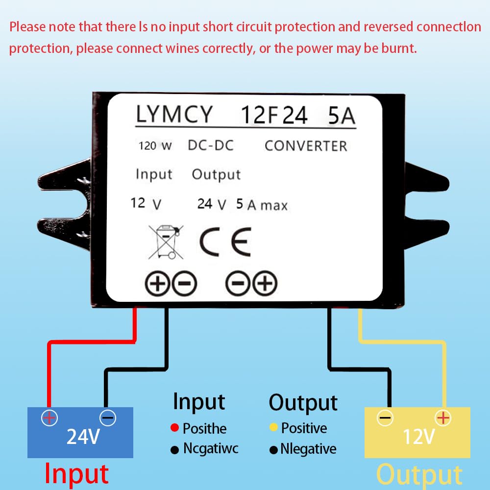 DC Boost Converter 12V to 24V Converter 5A 120W Step Up Converter Voltage，Waterproof Power Supply Module Boost Transformer for Car Truck Vehicle