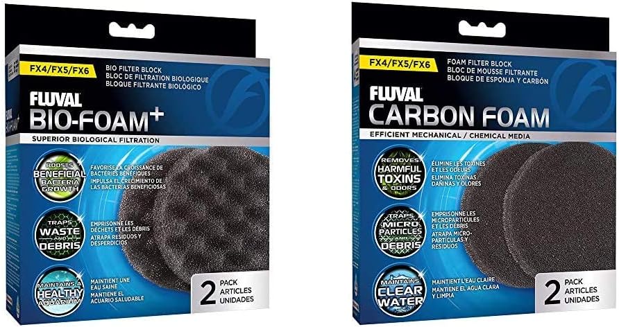 Fluval FX4/FX5/FX6 Aquarium Filter Media Bundle, Bio-Foam and Carbon Foam, Replacement Filter Media