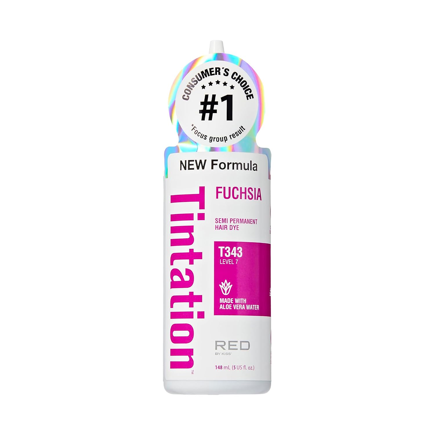Red by Kiss Tintation Semi-Permanent Hair Color, Aloe Vera Water Based, Argan Oil, Olive Oil, Collagen & Keratin, Long-Lasting Color Dye (Honey Brown, 5 Fl Oz)