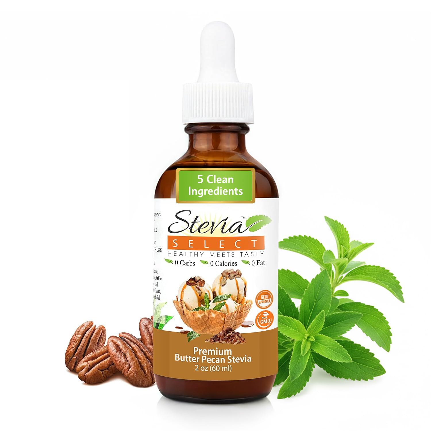 Stevia Select Hazelnut Flavored Liquid Stevia – Zero Calorie Coffee, Tea, Drink & Baking Sweetener, All-Natural, No Erythritol, Keto-Friendly Sugar Alternative, 300 Servings – 2 Oz (1 Pack)