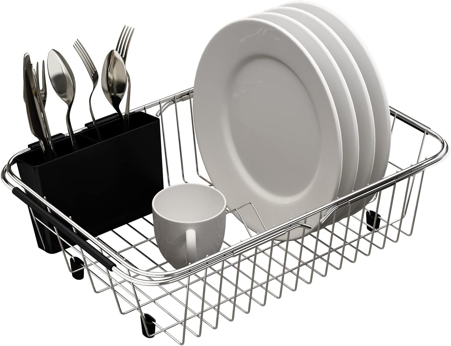 TESOT Adjustable Over Sink Dish Rack Stainless Steel Dish Drying Rack On Counter or in Sink, Rustproof