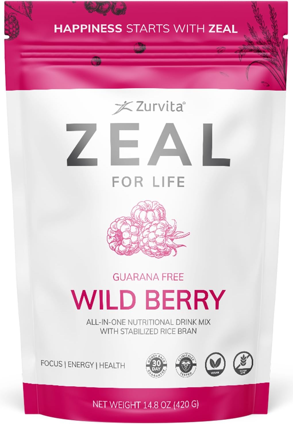 Zurvita - Zeal for Life Wild Berry Wellness Drink Mix - 420 g | Contains Vitamins, Minerals, Antioxidants, Plant Nutrients, Digestive Enzymes, And Phytonutrients For Daily Nutrition