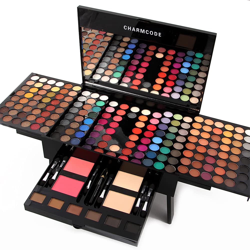 CHARMCODE 190 Colors Cosmetic Make up Palette Set Kit Combination with Eyeshadow Facial Blusher Eyebrow Powder Face Concealer Eyeliner Pencil A