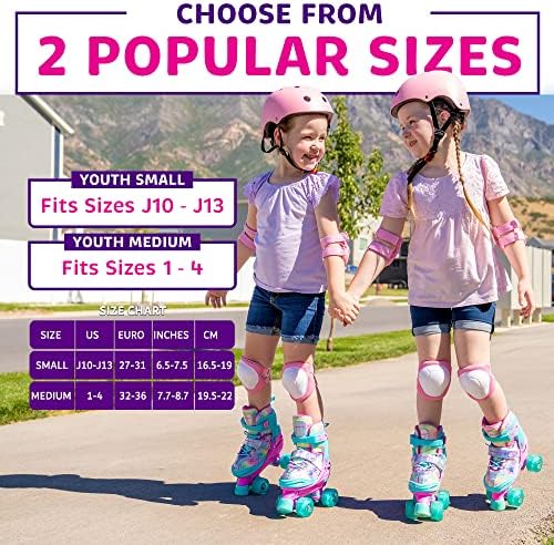 XinoSports Kids Adjustable Roller Skates for Girls & Boys with Light Up Wheels (Ages 5-20) – Roller Skates with Illuminating Wheels
