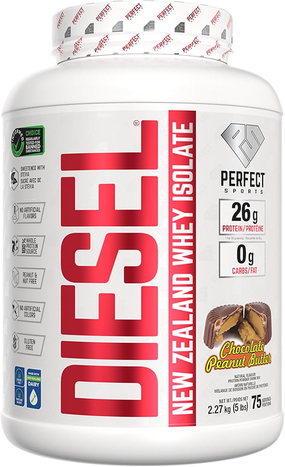 PERFECT SPORTS Diesel Whey Protein Isolate, Milk Chocolate, 2 lb