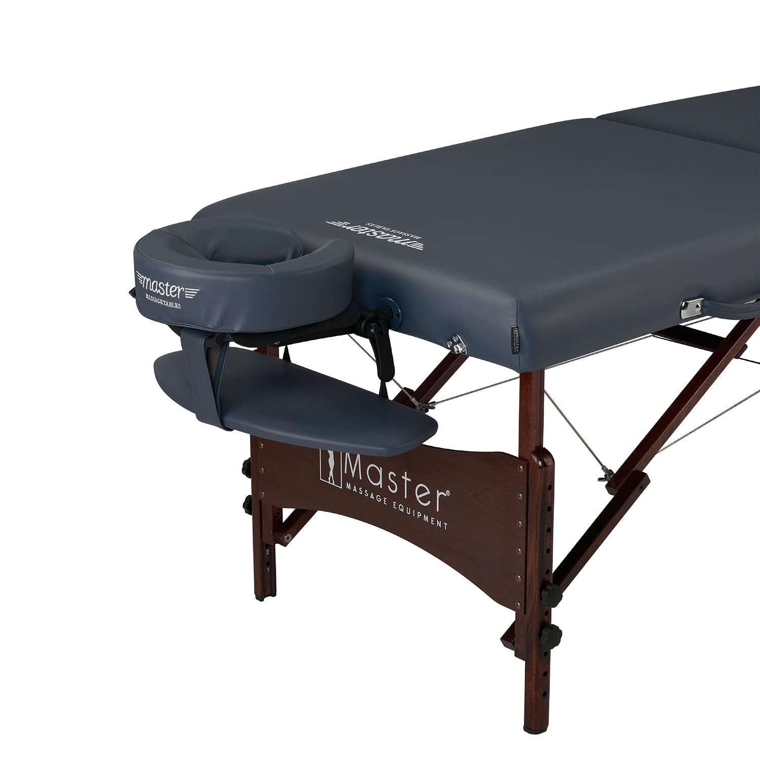 Master Massage Newport Portable Massage Table Package with Denser 2.5" Cushion, Walnut Stained Hardwood, Steel Support Cables, Pillows & Accessories, Black, 30"