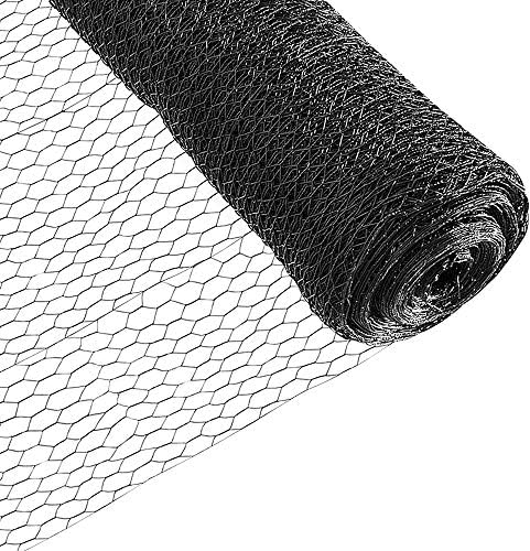 Fencer Wire 20 Gauge Black Vinyl Coated Poultry Hex Netting with 1 inch Mesh (6 ft. x 150 ft.)