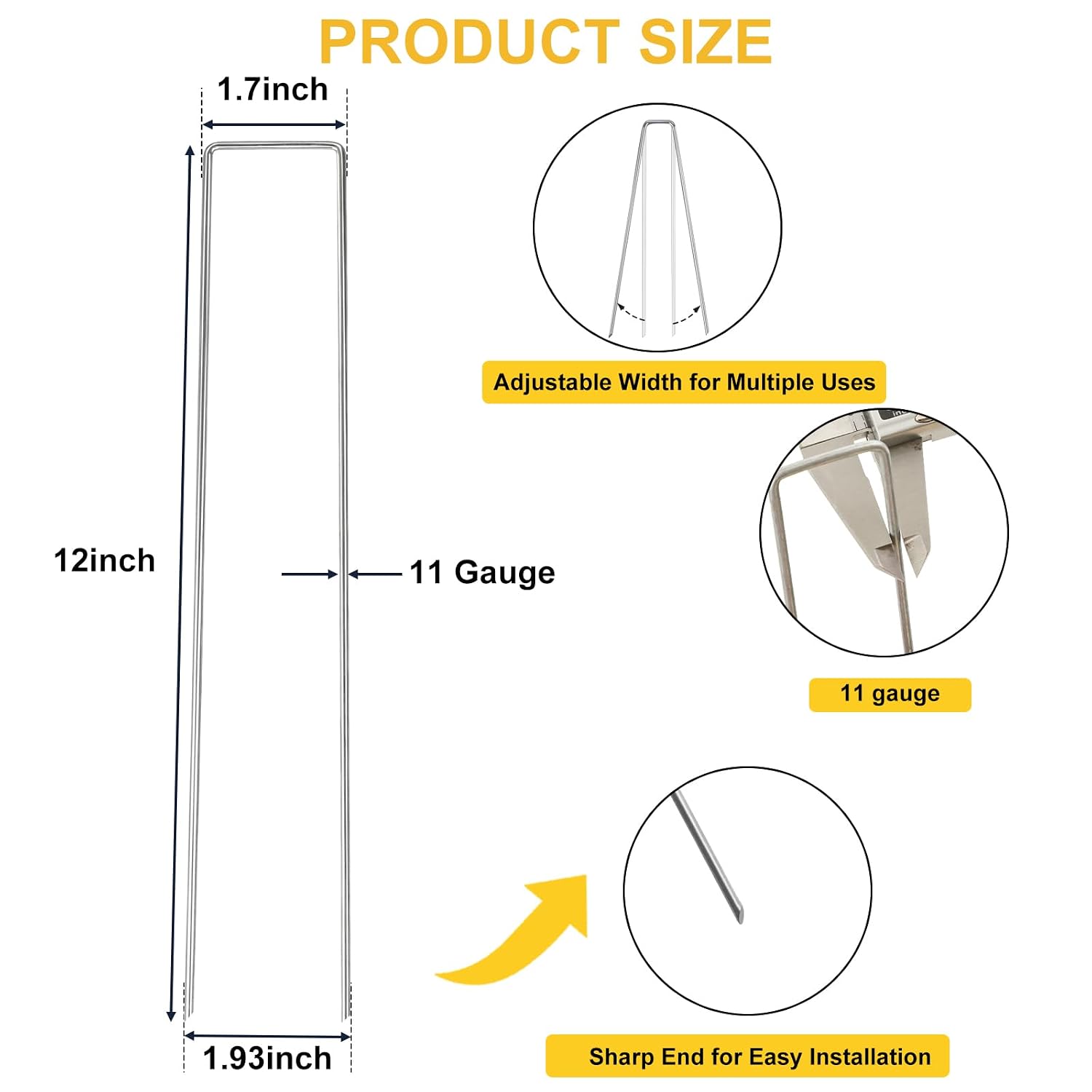 HongWay 240 Pack Landscape Staples 6 Inch, Galvanized Garden Stakes