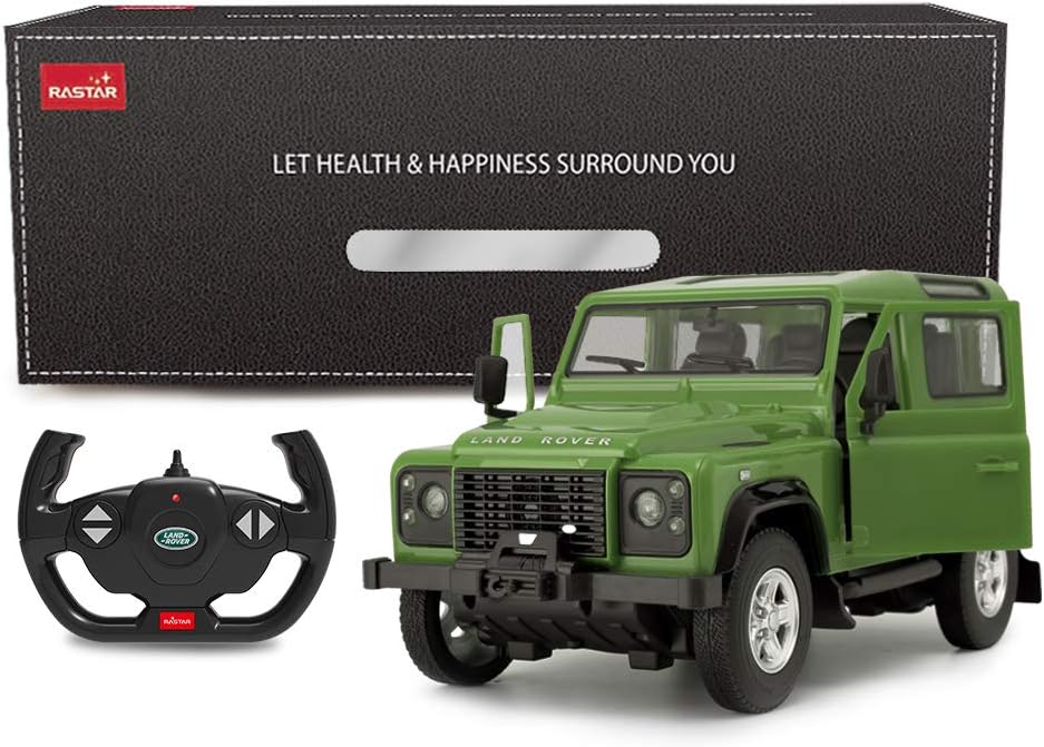 RASTAR Land Rover Defender RC Car, 1/14 Land Rover Remote Control Toy Model Car, Doors Opened by Manual– Green