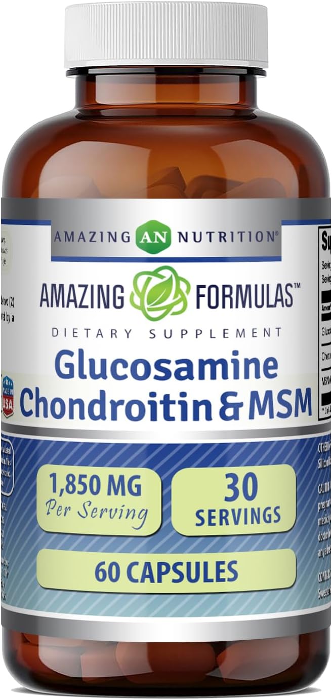 Amazing Formulas Glucosamine Chondroitin & MSM Supplement | 1850 Mg per Serving | 240 Capsules | Non-GMO | Gluten-Free | Made in USA