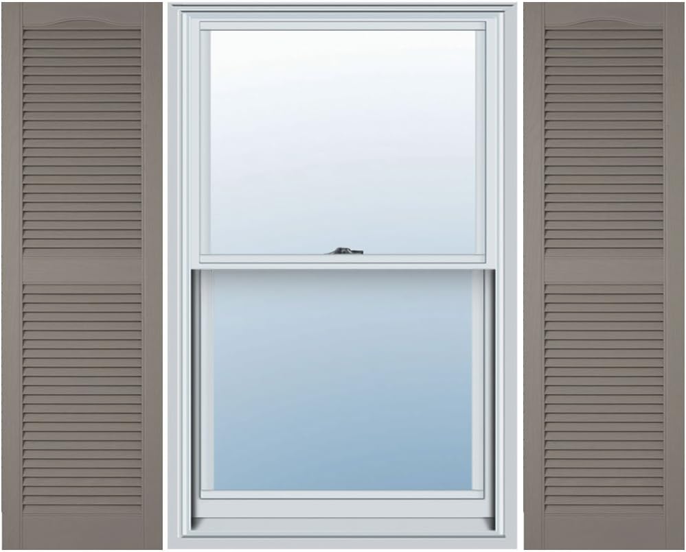 Ekena Millwork Lifetime Vinyl LL1S12X03600BL Standard Cathedral Top Center Mullion, Open Louver Vinyl Shutters, w/Installation Shutter-Lok's & Matching Screws (Per Pair), 12"W x 36"H, Black