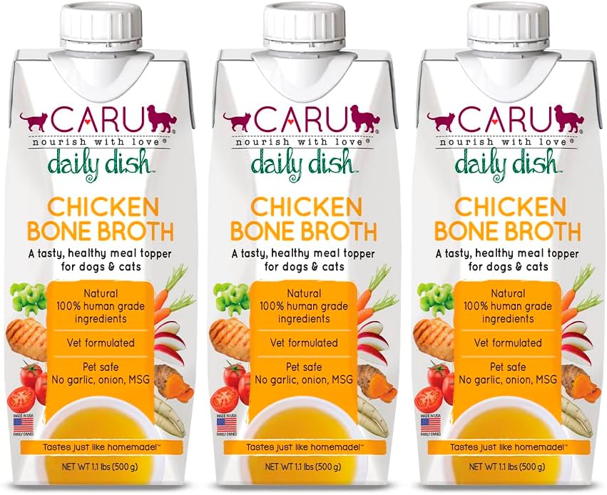 Caru Daily Dish Beef Bone Broth, Topper – Dogs & Cats – 17.6 oz, 1 Pack