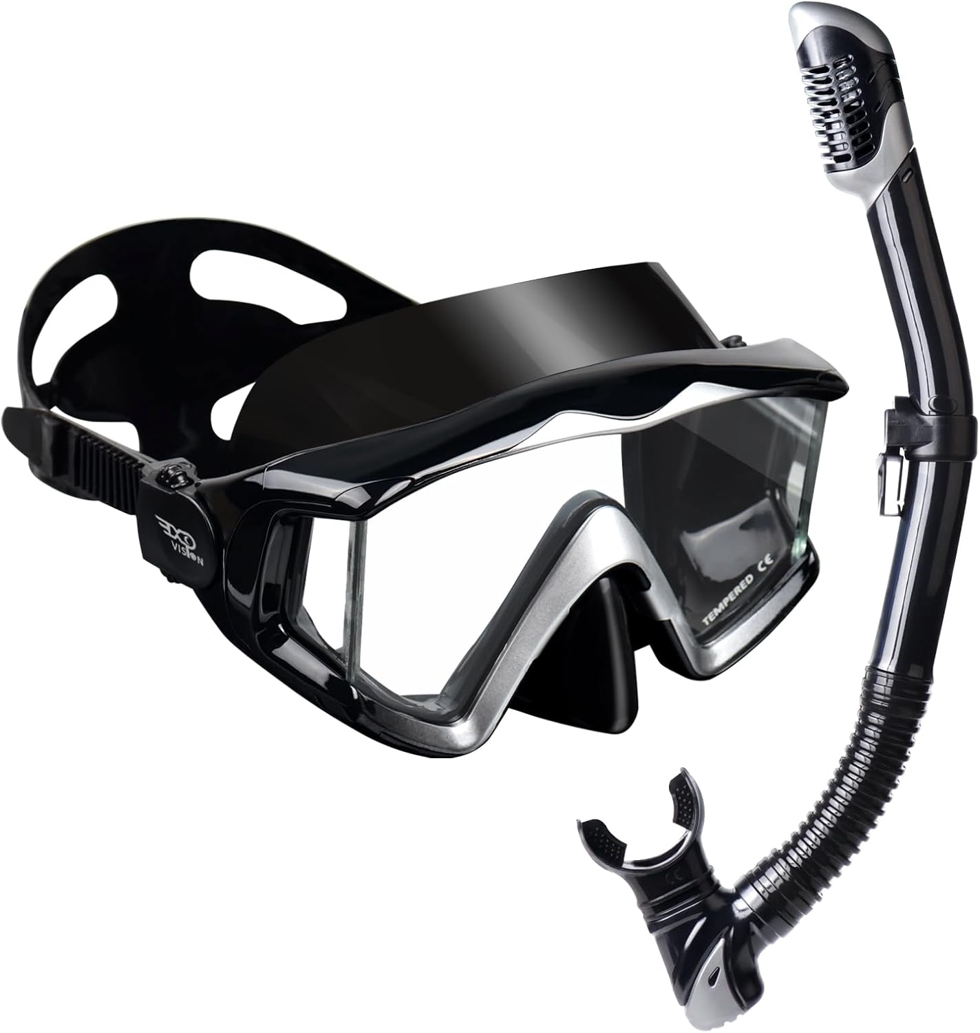 Adult Pano 3 Scuba Diving Mask, Tempered Glass Snorkel Mask Anti-Fog Swim Mask No Leakage Swim Goggles with Nose Cover Snorkeling Gear for Snorkeling